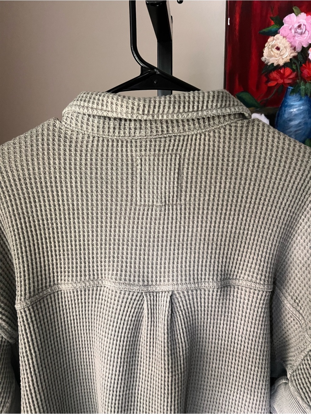 aerie Waffle-Knit Button-Up Jacket — Olive green - Picture 8 of 9